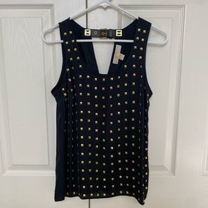 NWT Michael Kors Black Tank with Gold Studs